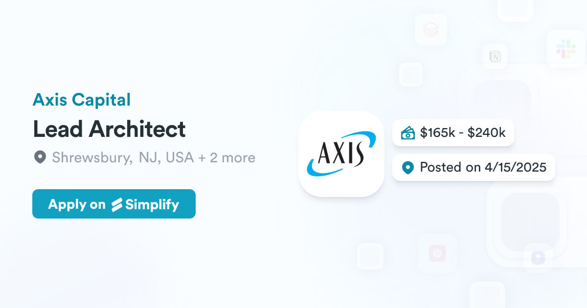 Lead Architect @ Axis Capital | Simplify Jobs